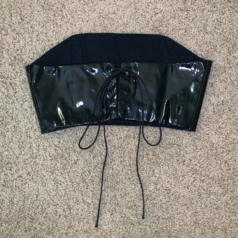 Danielle Guizio Black Patent Leather Top